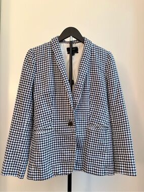 J.Crew Linen Blend Gingham Blazer | Size 4